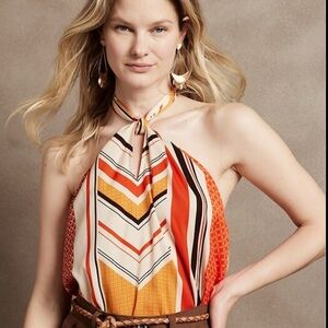 Banana Republic Halter Neck Scarf Top M Resort Vacation Modern Chic Date Night
